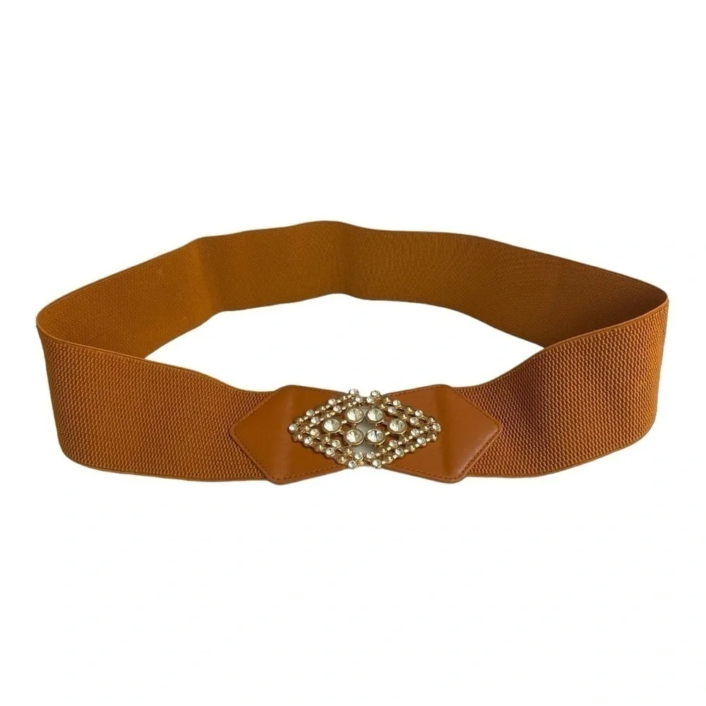Women’s Belt Rhinestone Elastic Bow Waist Belts For Ladies NWOT